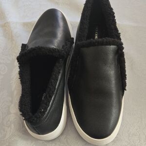 Vince Camuto Black Slip-On Sneakers with Fleece Trim